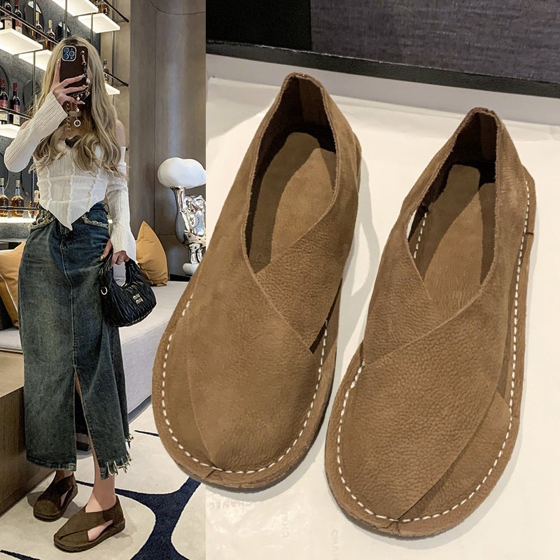 Womens Round-toe Slip-on Roman Fisherman Sandals