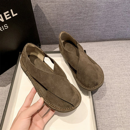 Womens Round-toe Slip-on Roman Fisherman Sandals